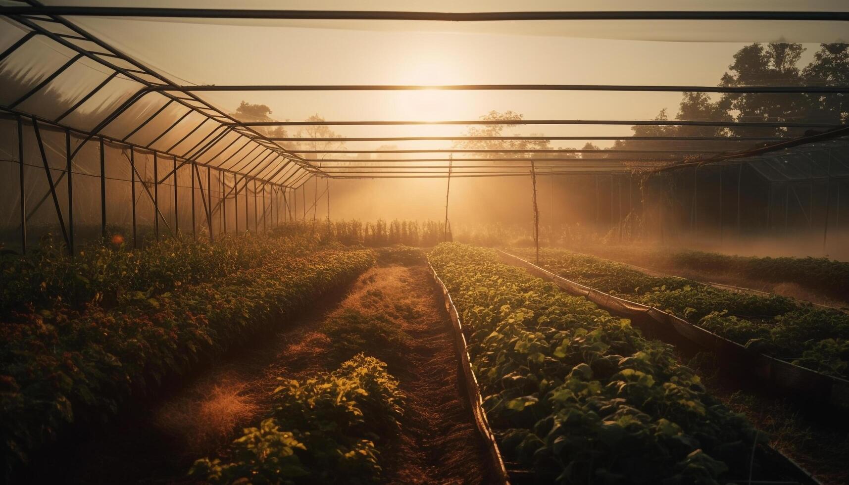 Frais biologique des légumes grandir dans une tranquille rural Prairie généré par ai photo