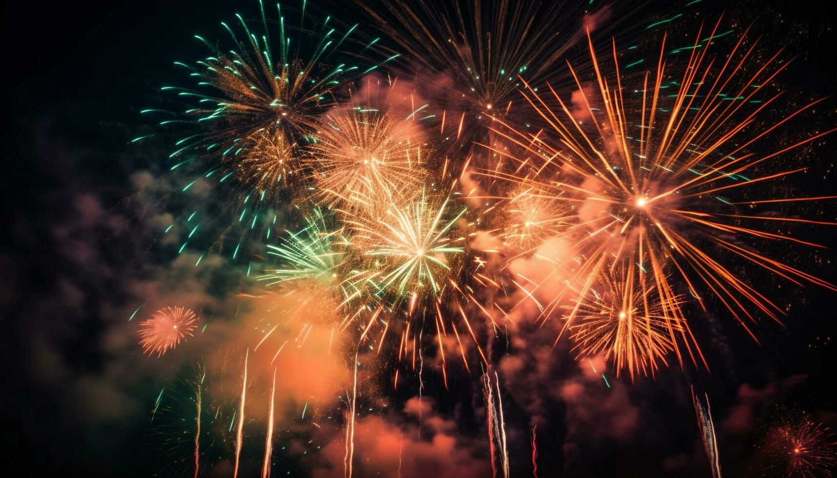 vibrant couleurs enflammer le nuit ciel dans explosif fête généré par ai photo