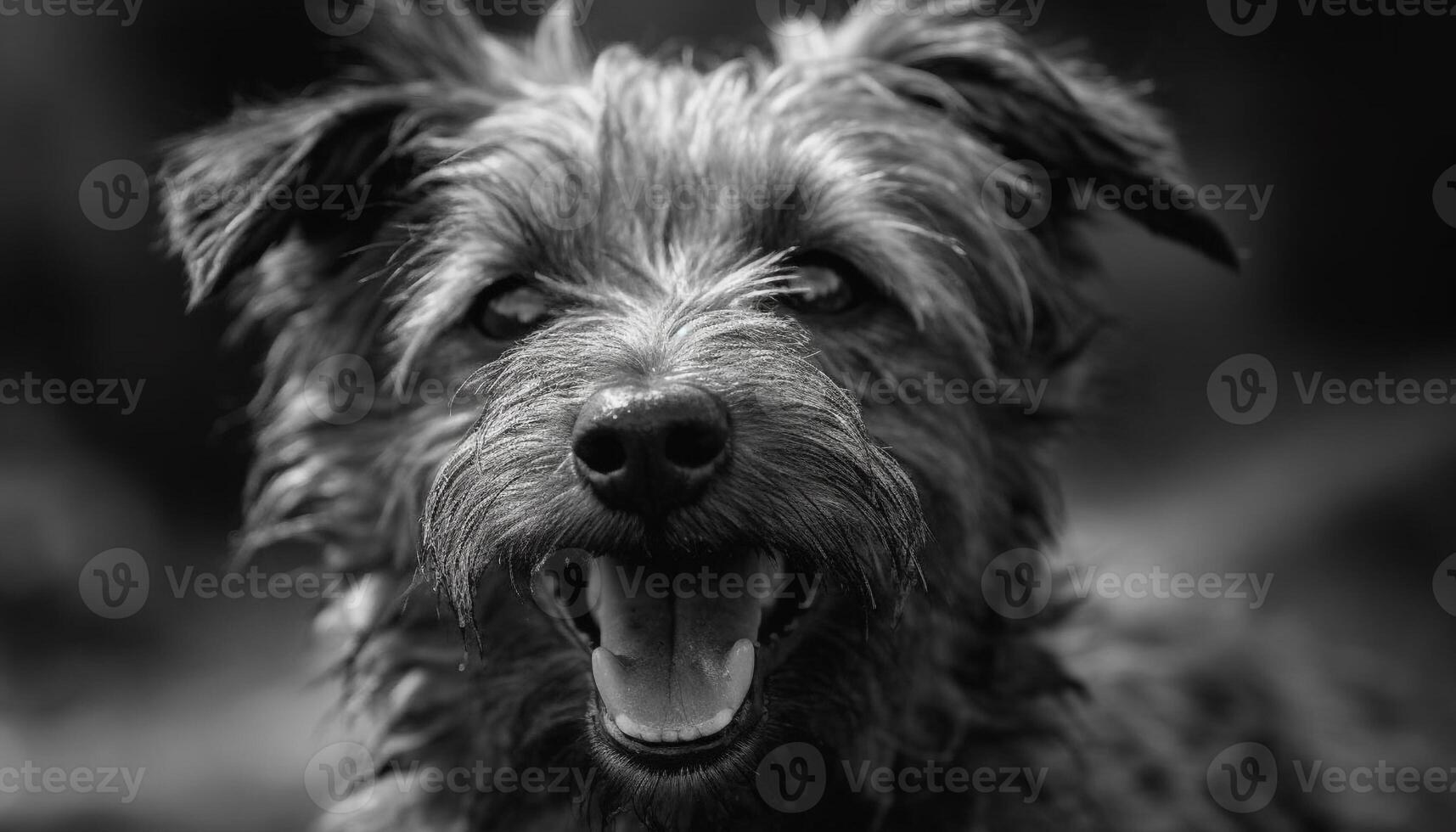 espiègle schnauzer chiot avec humide langue jouit été herbe amusement généré par ai photo