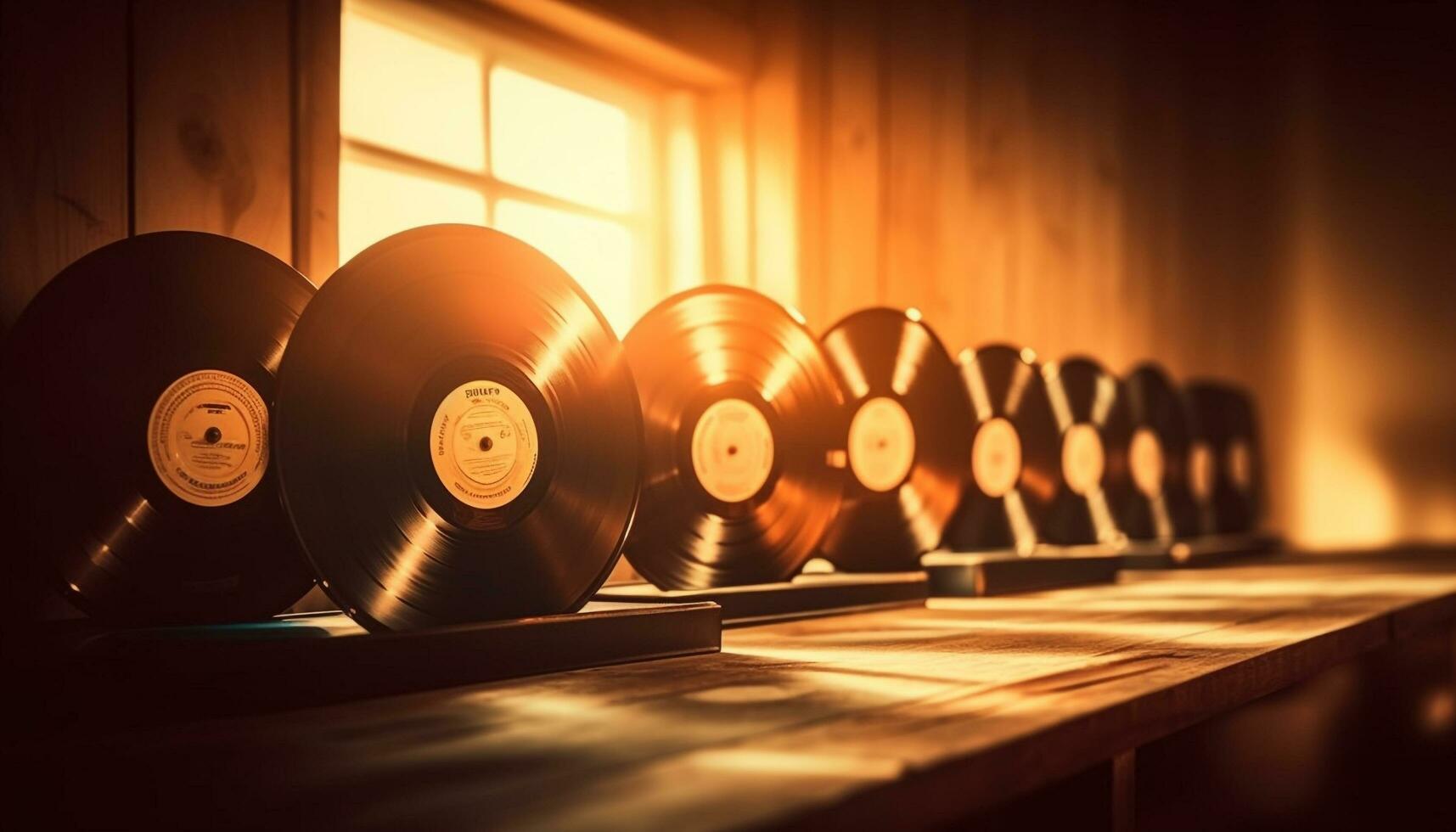 antique gramophone filage vieux façonné bandes sonores à boîte de nuit généré par ai photo