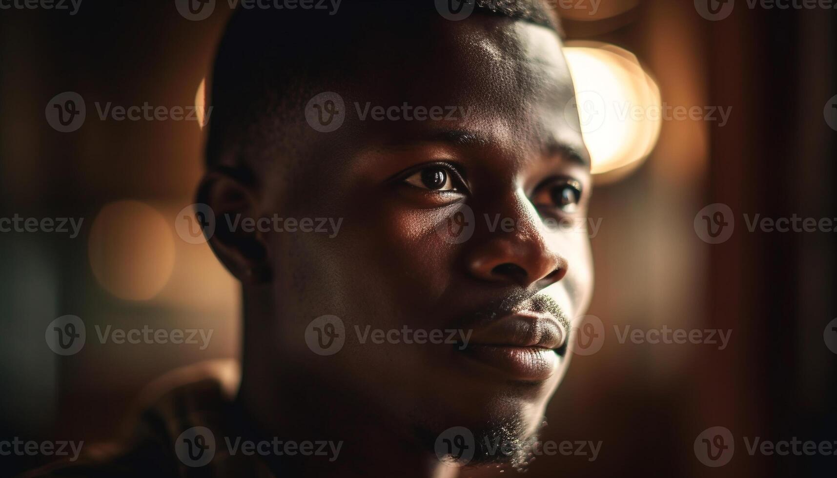 sur de soi Jeune africain américain homme souriant à caméra généré par ai photo