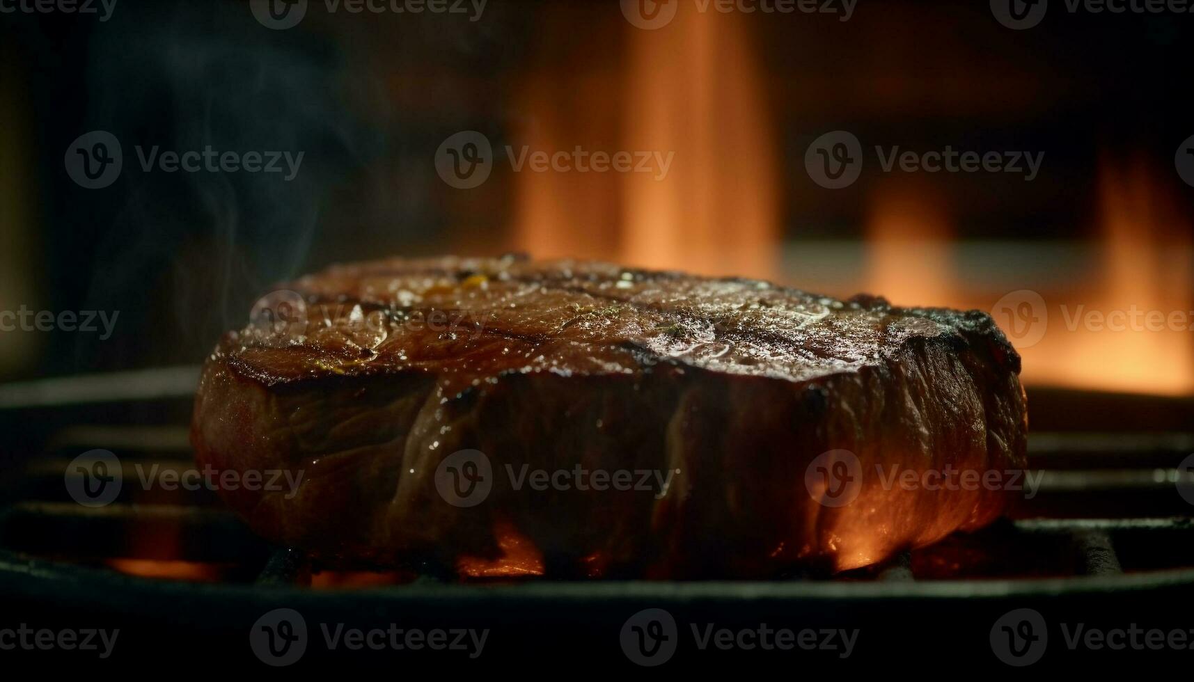 grillé steak sur charbon, embrasé et brûlant généré par ai photo