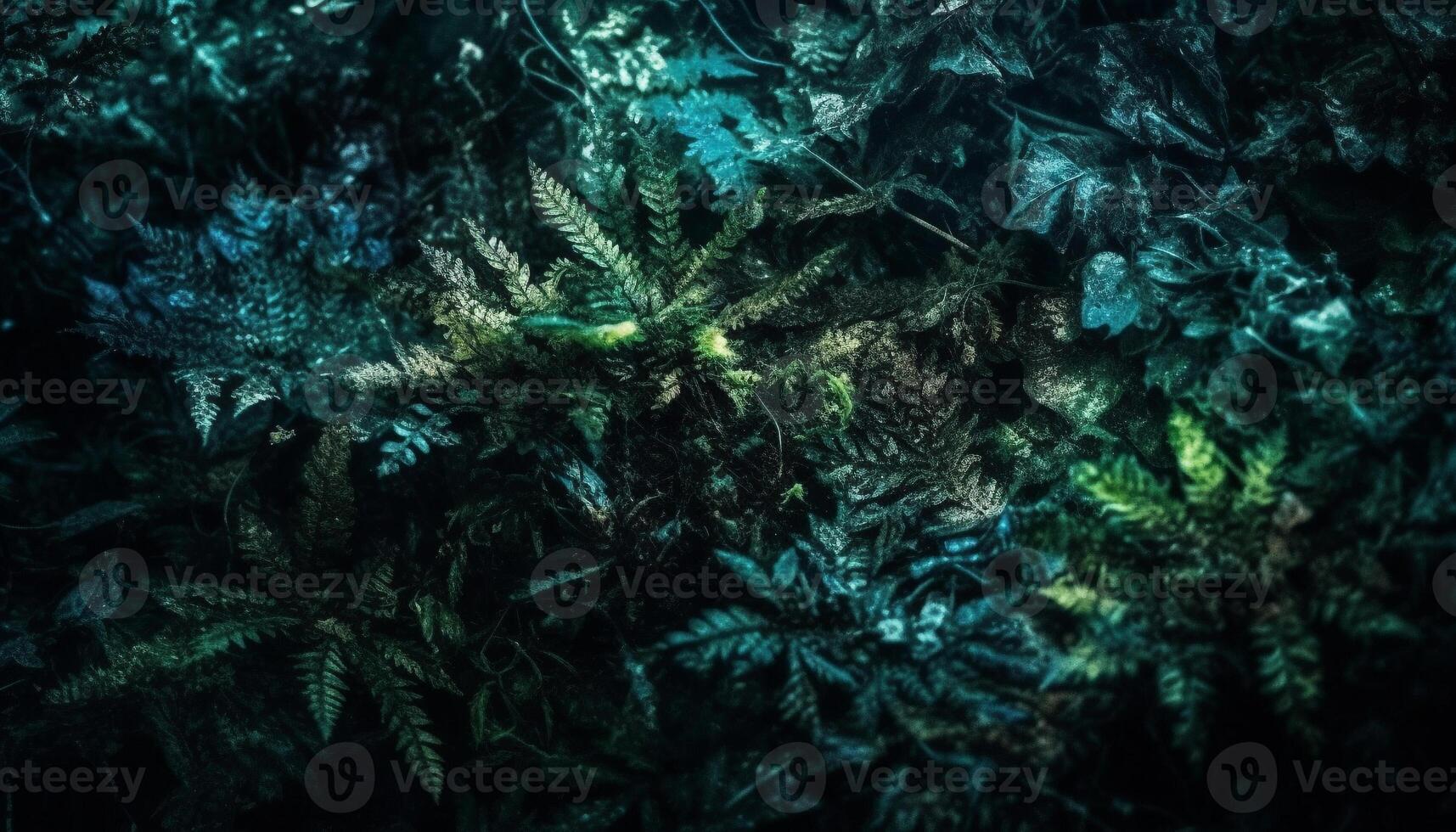 vert feuilles sur sous-marin usine, poisson nager généré par ai photo