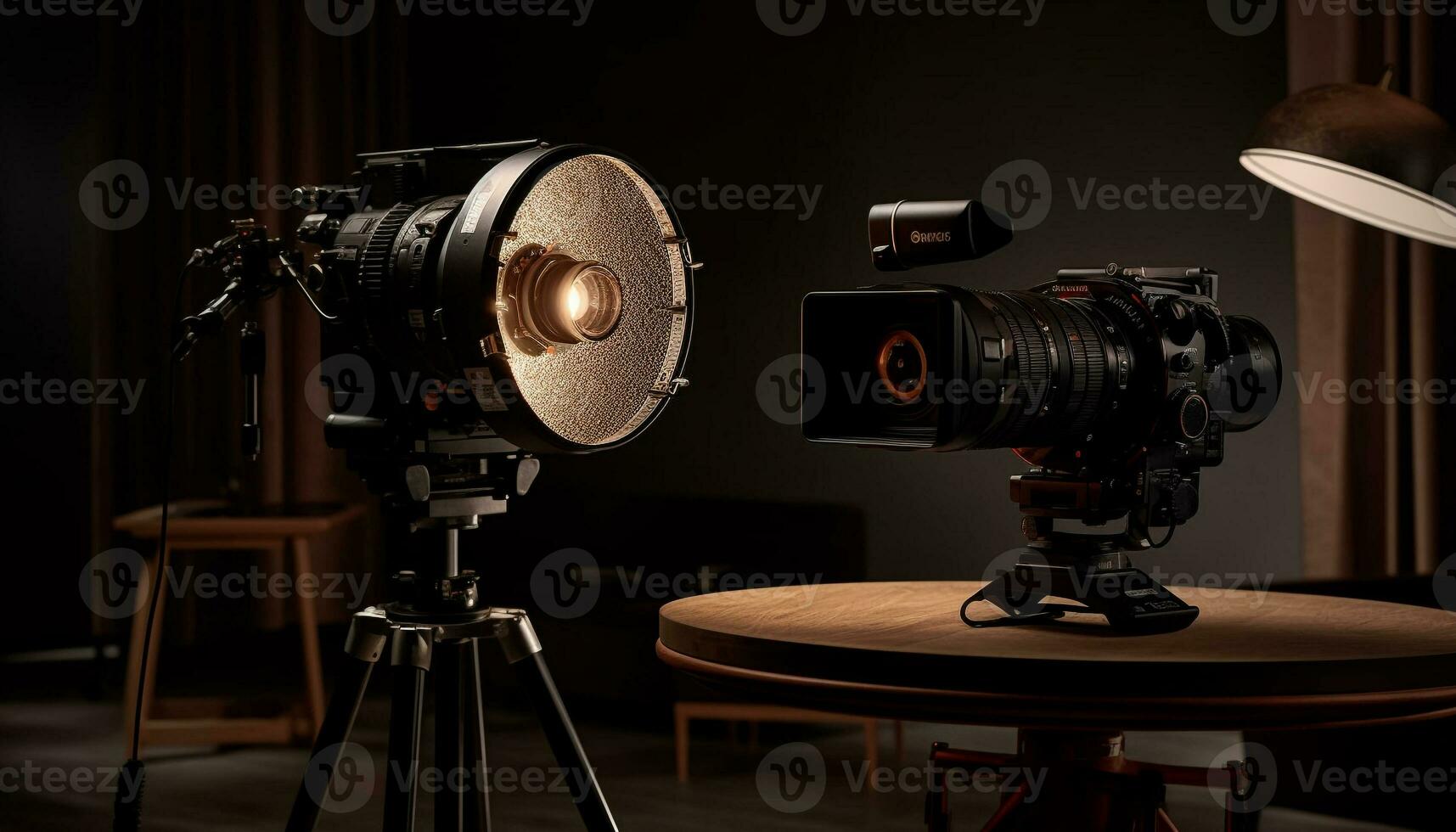 moderne film studio illuminé par stroboscopique lumière généré par ai photo