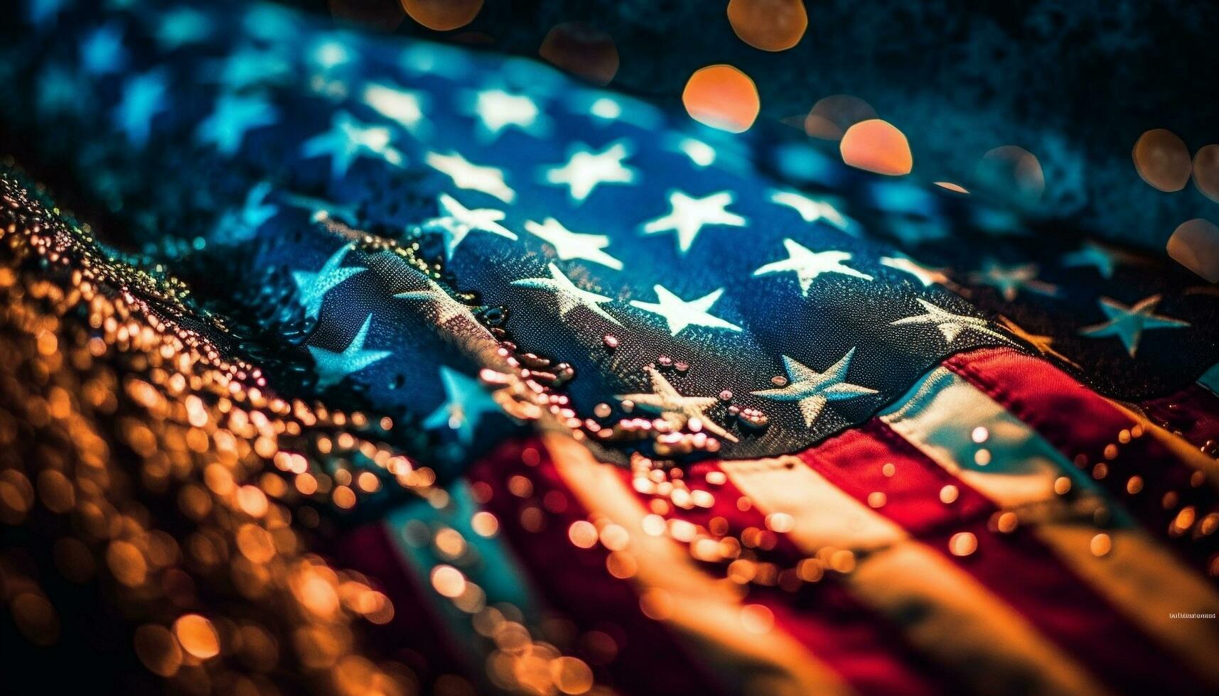 brillant américain drapeau symbole illumine patriotique fête généré par ai photo