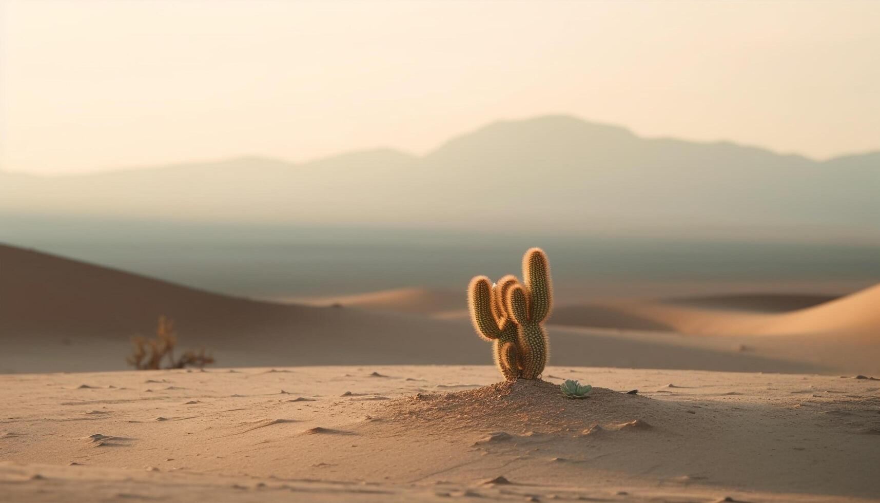 le coucher du soleil plus de aride le sable dunes, africain aventure généré par ai photo