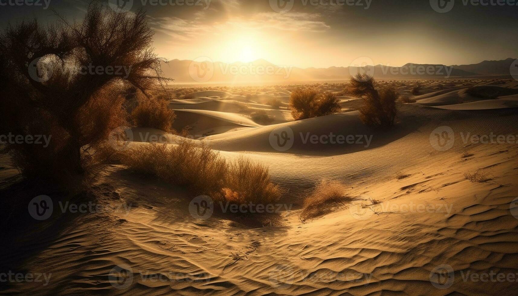 tranquille lever du soleil plus de ondulé le sable dunes, Afrique généré par ai photo