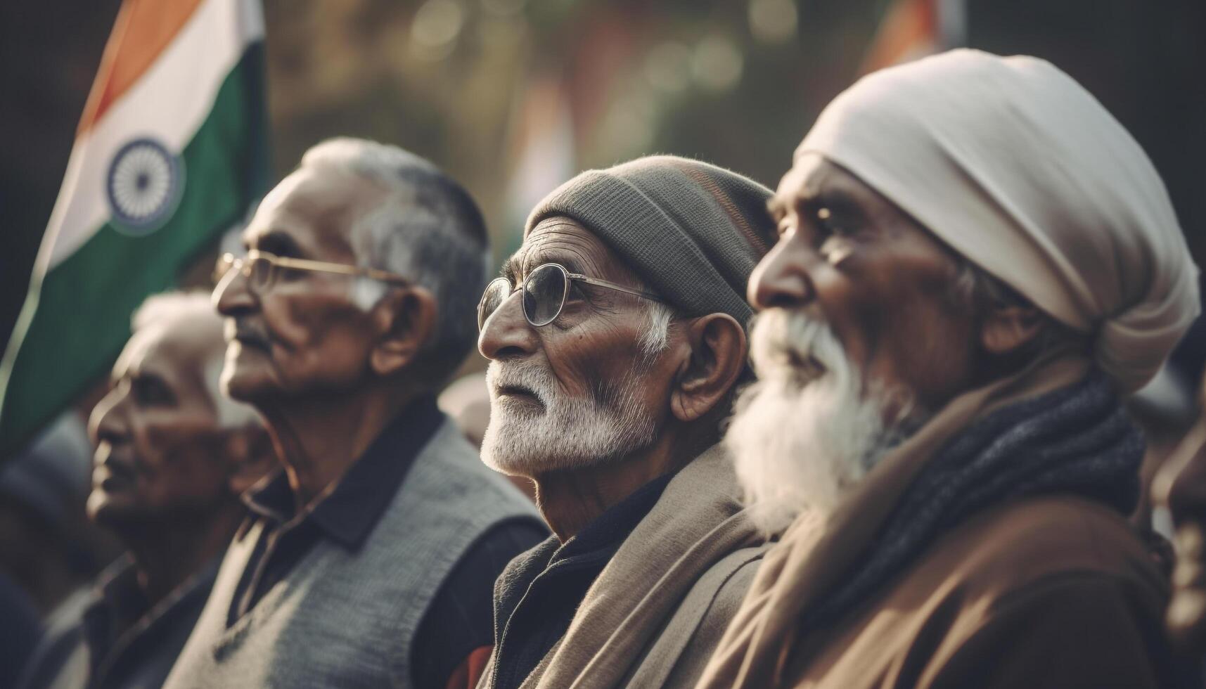 souriant Sénior Hommes dans traditionnel Vêtements portrait généré par ai photo