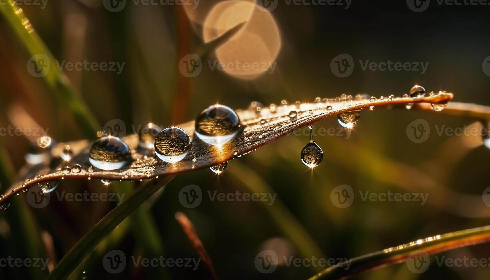 Frais rosée gouttes sur vert feuille dans été généré par ai photo