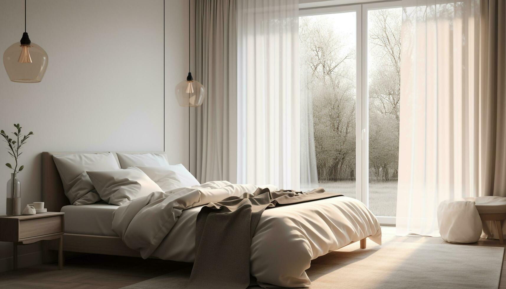 confortable élégance dans moderne chambre avec luxe décor généré par ai photo