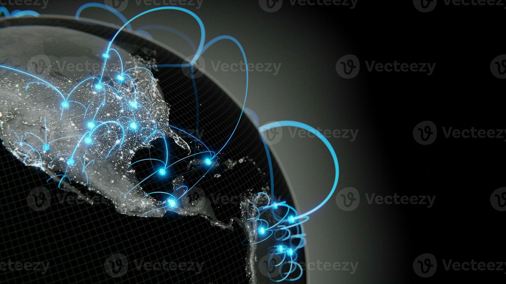 concept de mondialisation et de communication. terre et rayons lumineux. rendu 3d photo