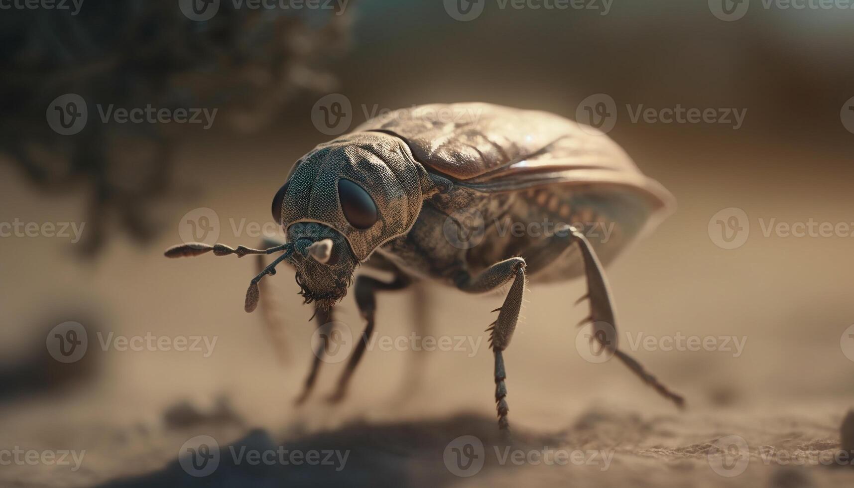 effrayant charançon cornu tête dans extrême proche en haut généré par ai photo