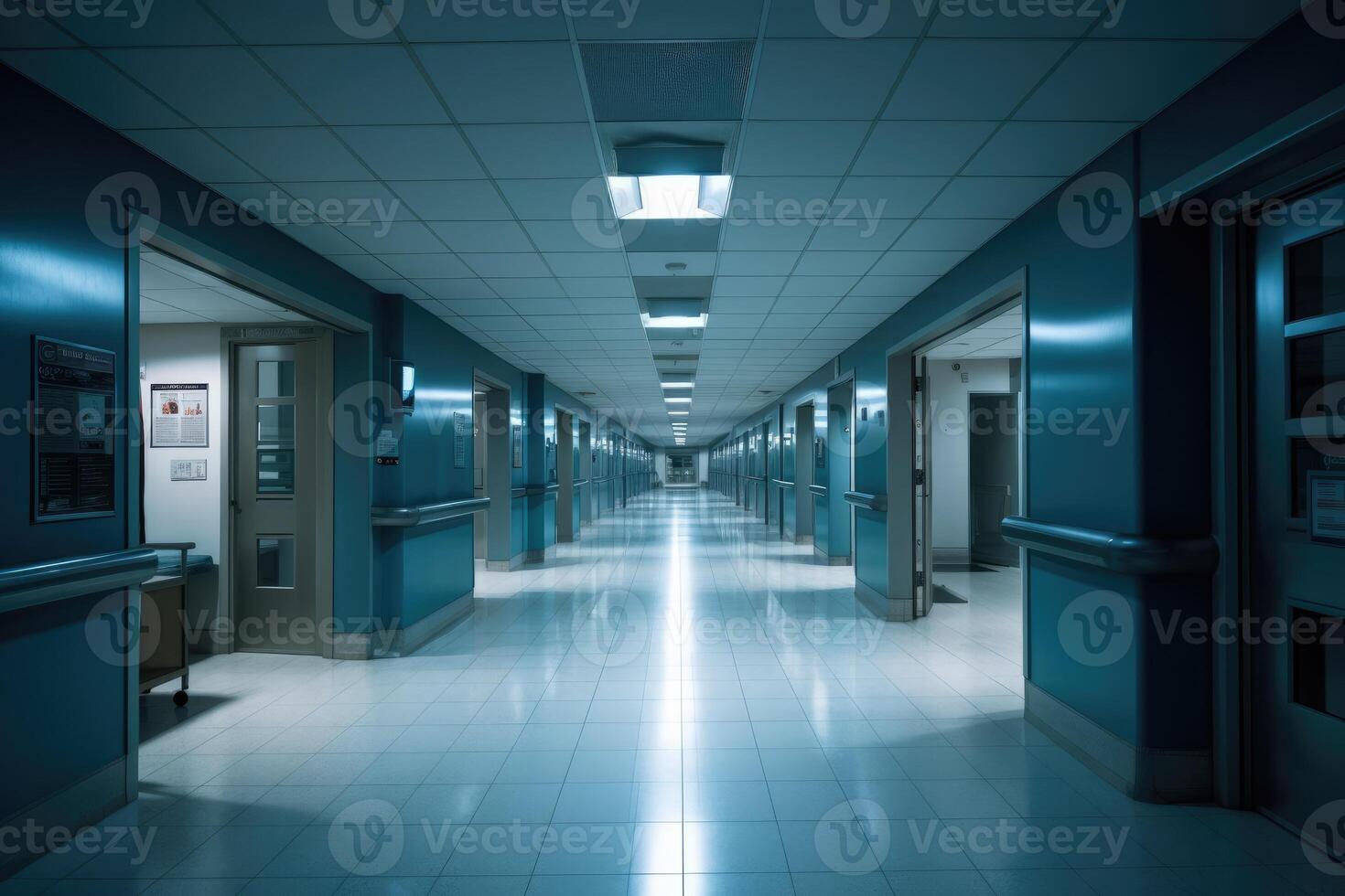 vide hôpital couloir nuit vue la photographie ai généré photo