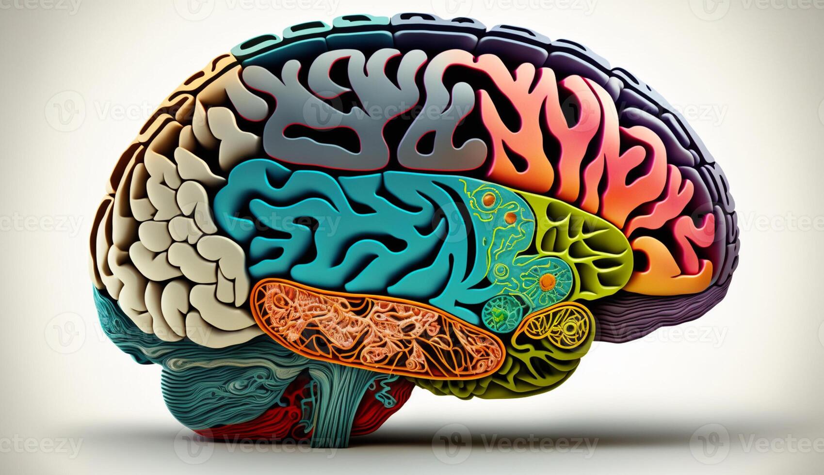 Humain cerveau anatomie illustration la créativité imagination mental santé généré par ai photo