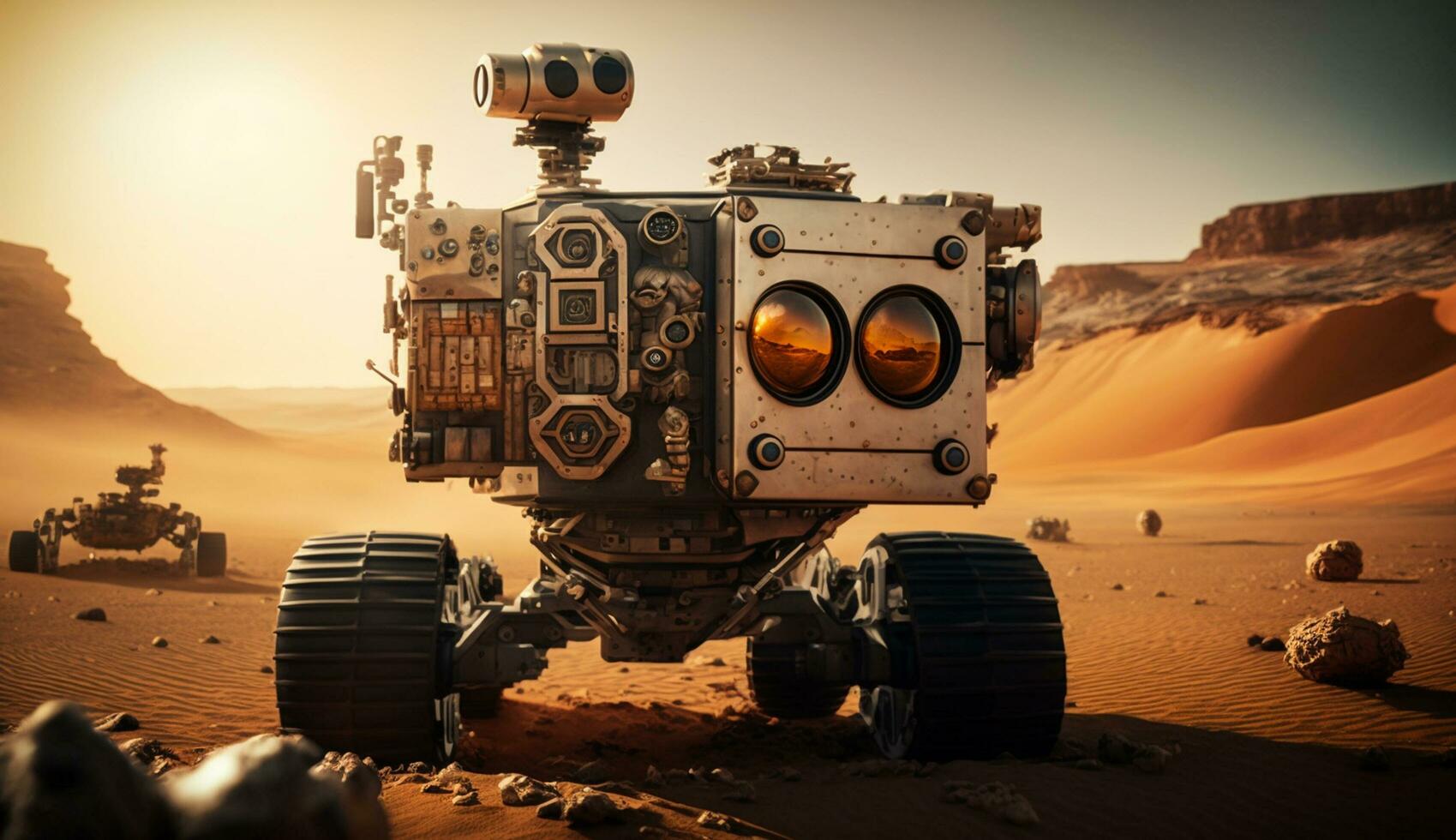 machinerie et La technologie forme le sable dune paysage généré par ai photo