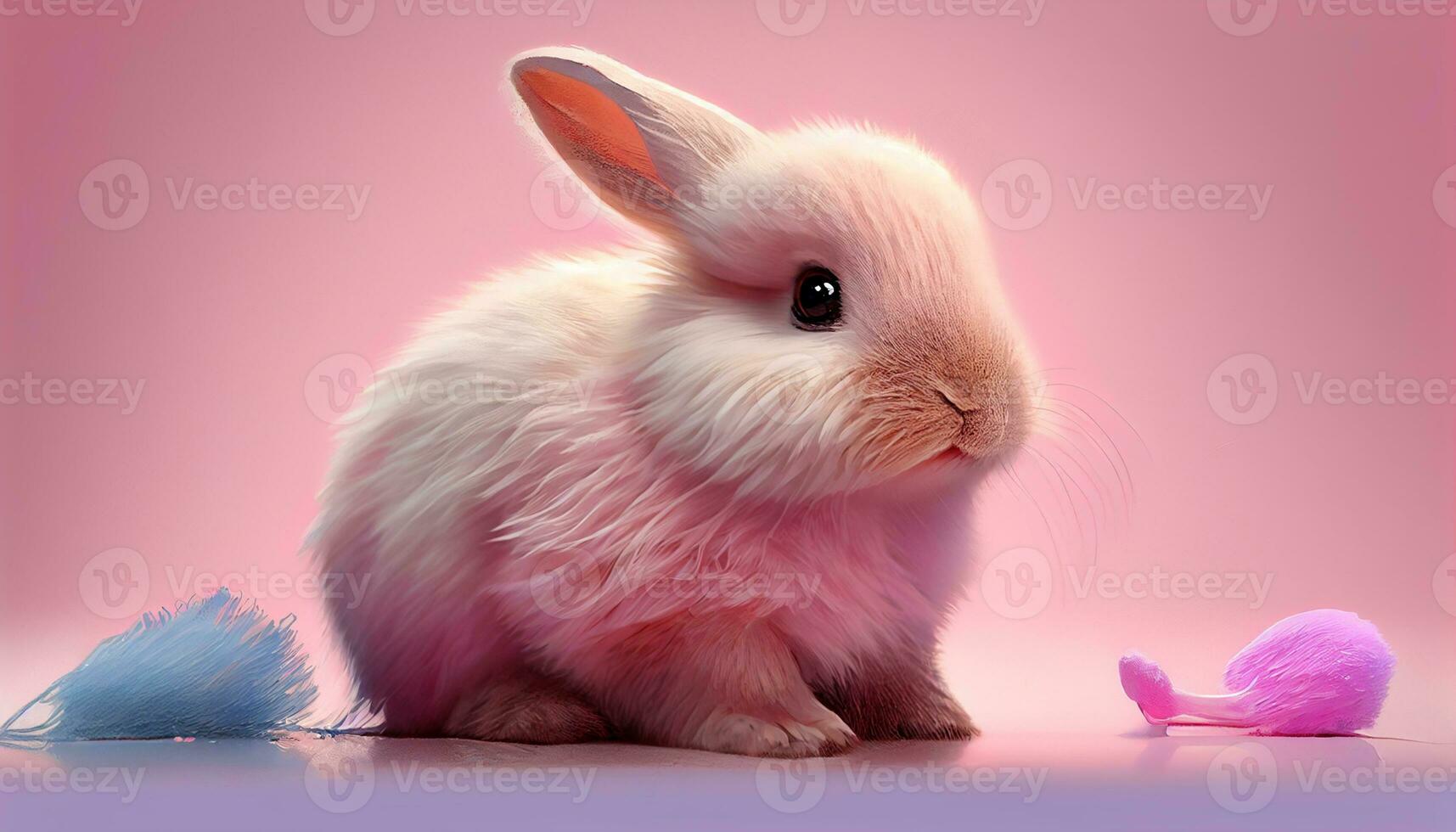 beauté rose lapin avec coton réaliste scène ,génératif ai photo