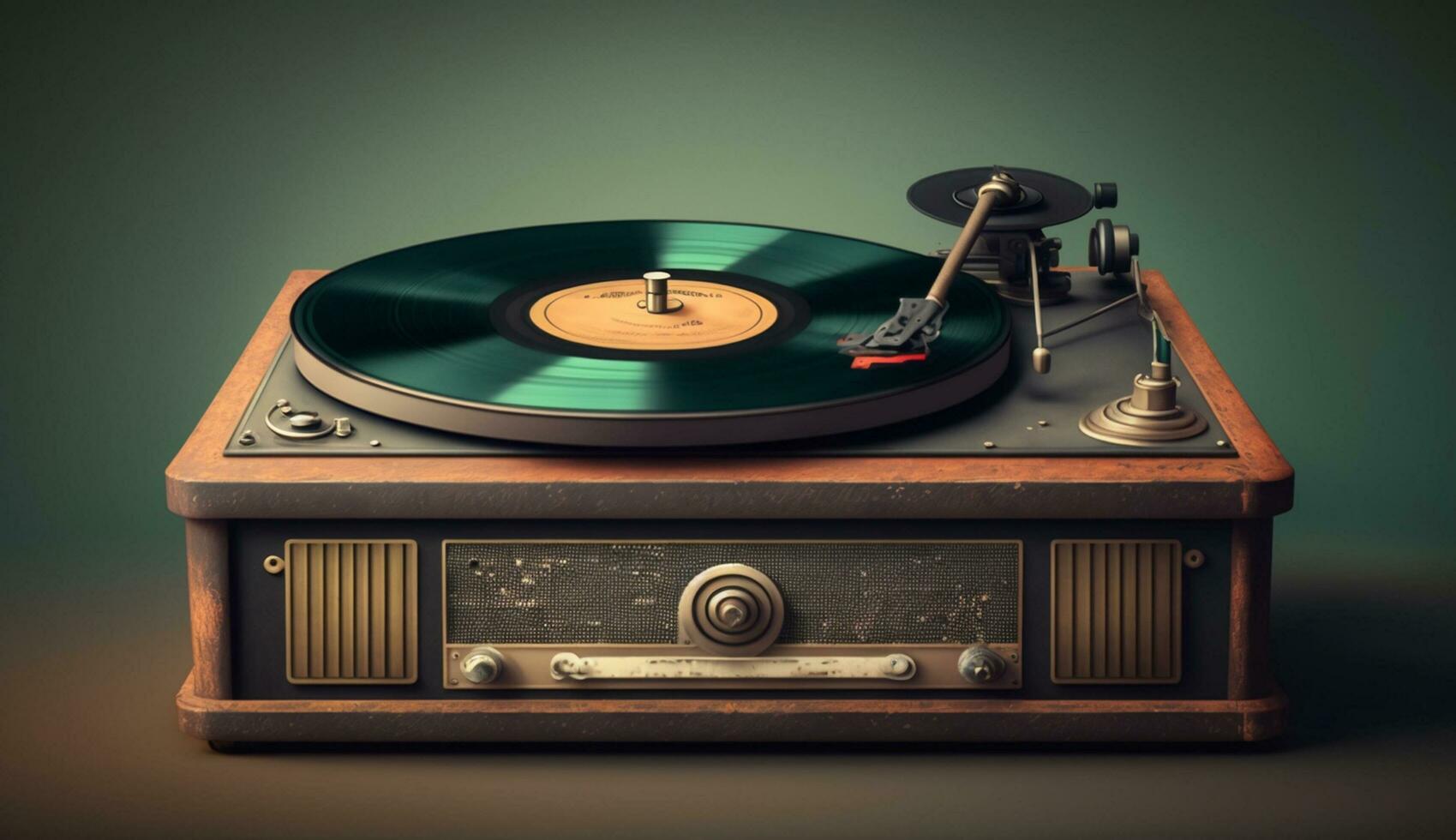 un antique gramophone tourne injecter vie nocturne nostalgie généré par ai photo