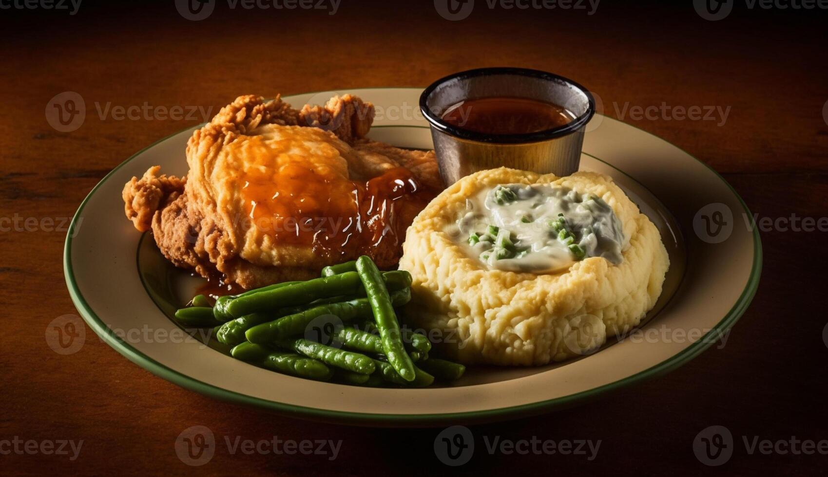 gourmet repas avec Viande sur plaque, cuit fraîcheur ,génératif ai photo