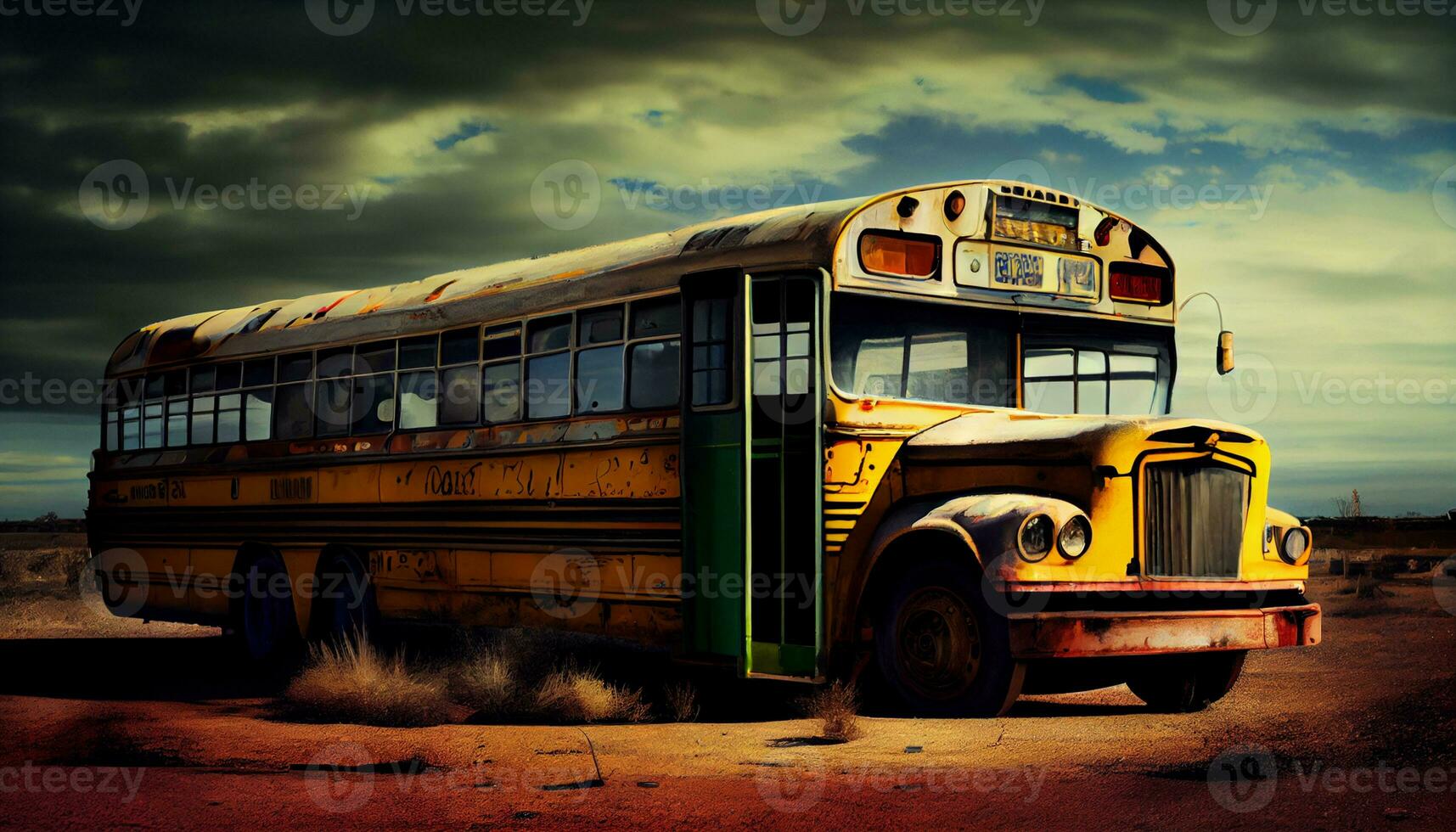 Jaune école autobus transportant élèves pour éducation ,génératif ai photo
