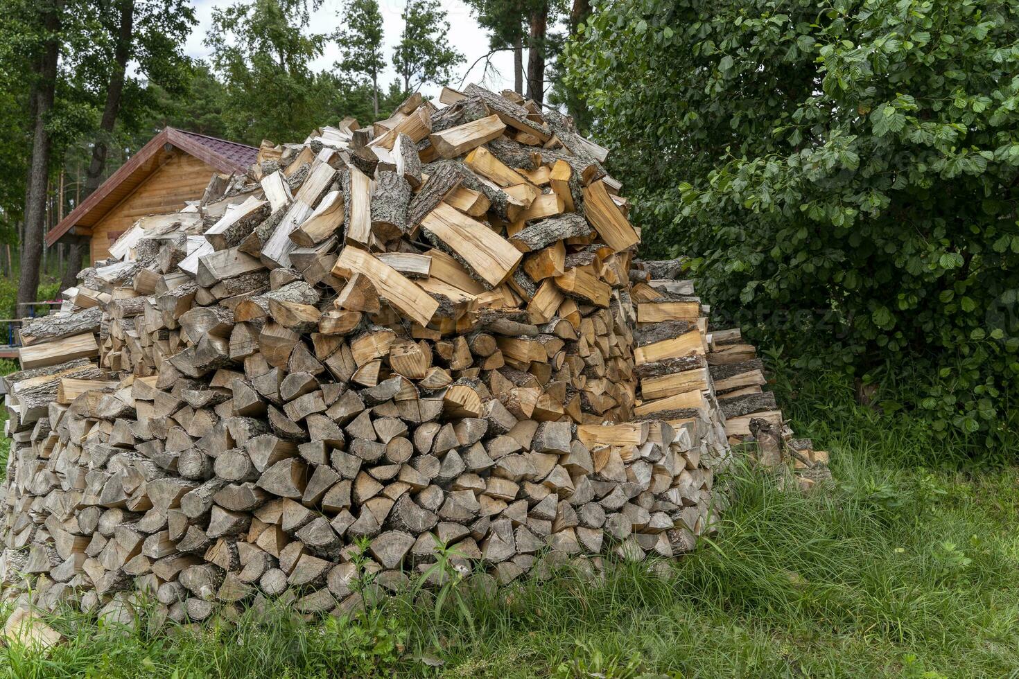 une pile de bois de chauffage sur une Chariot cette volonté être