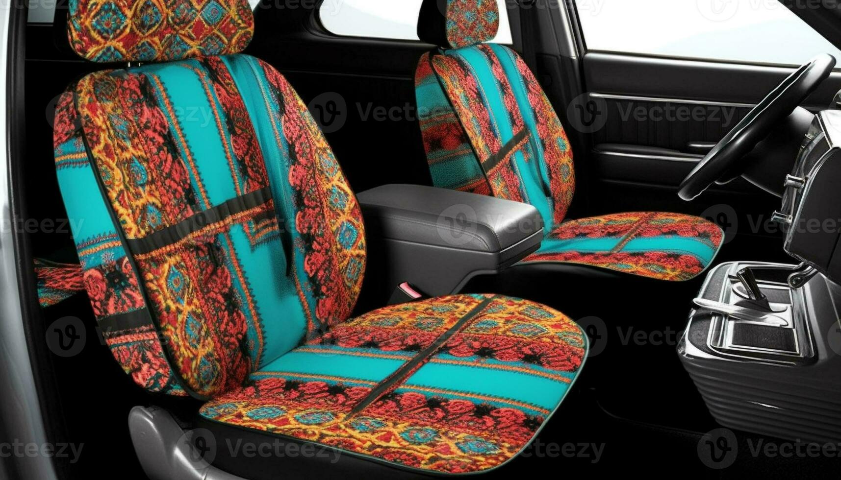 moderne luxe voiture intérieur conception avec confortable cuir des places  et chrome accents généré par ai 25495598 Photo de stock chez Vecteezy