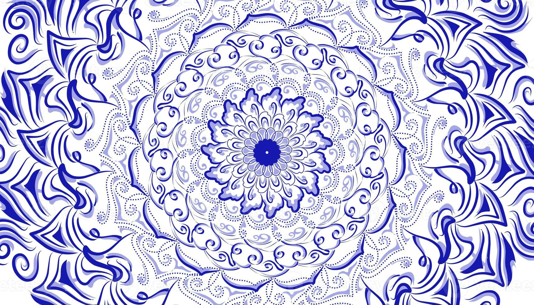 illustration de une Contexte avec une mandala motif dans bleu et ombres photo