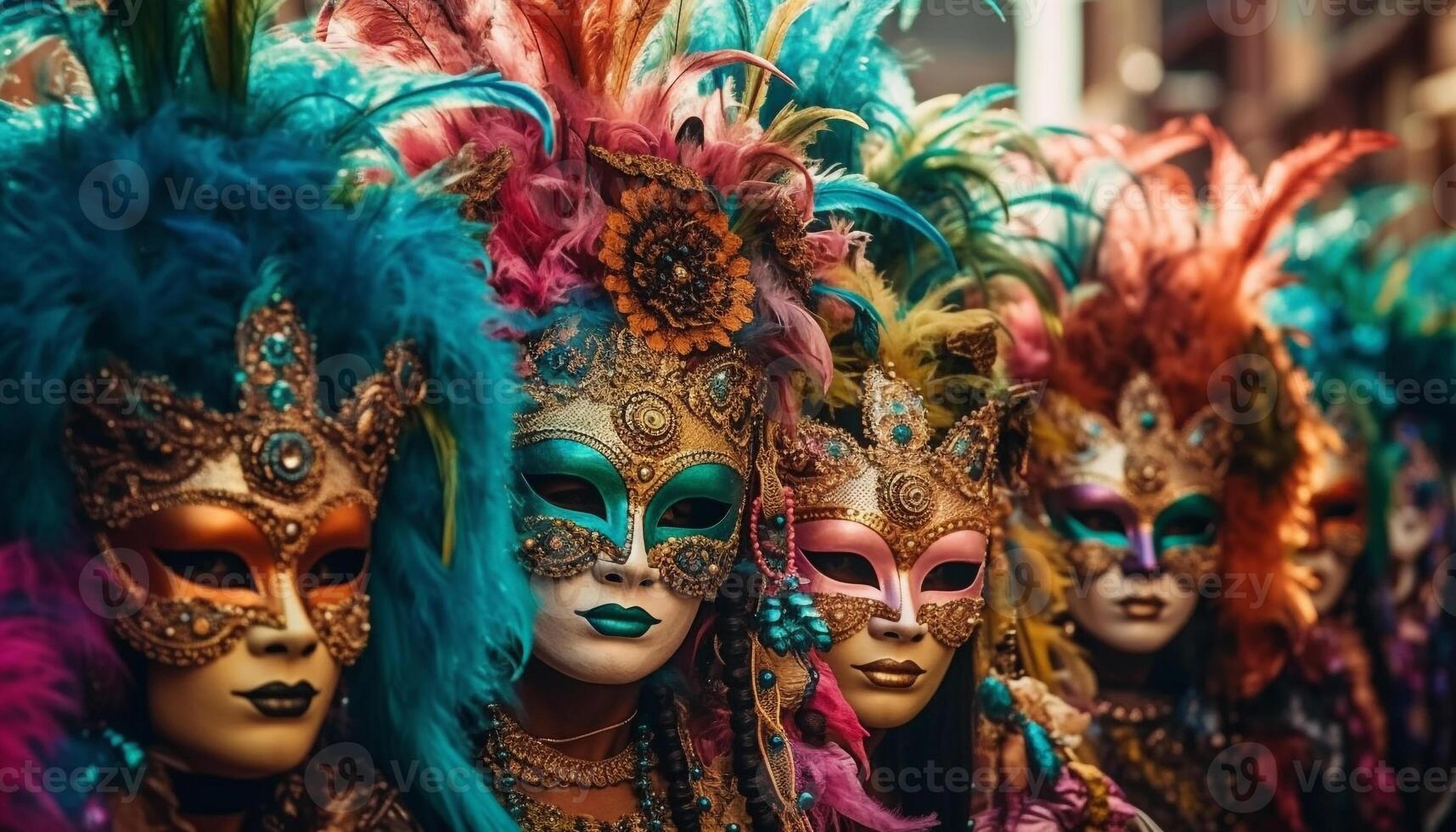 coloré carnaval costumes déguisement traditionnel Festival fête beauté généré par ai photo