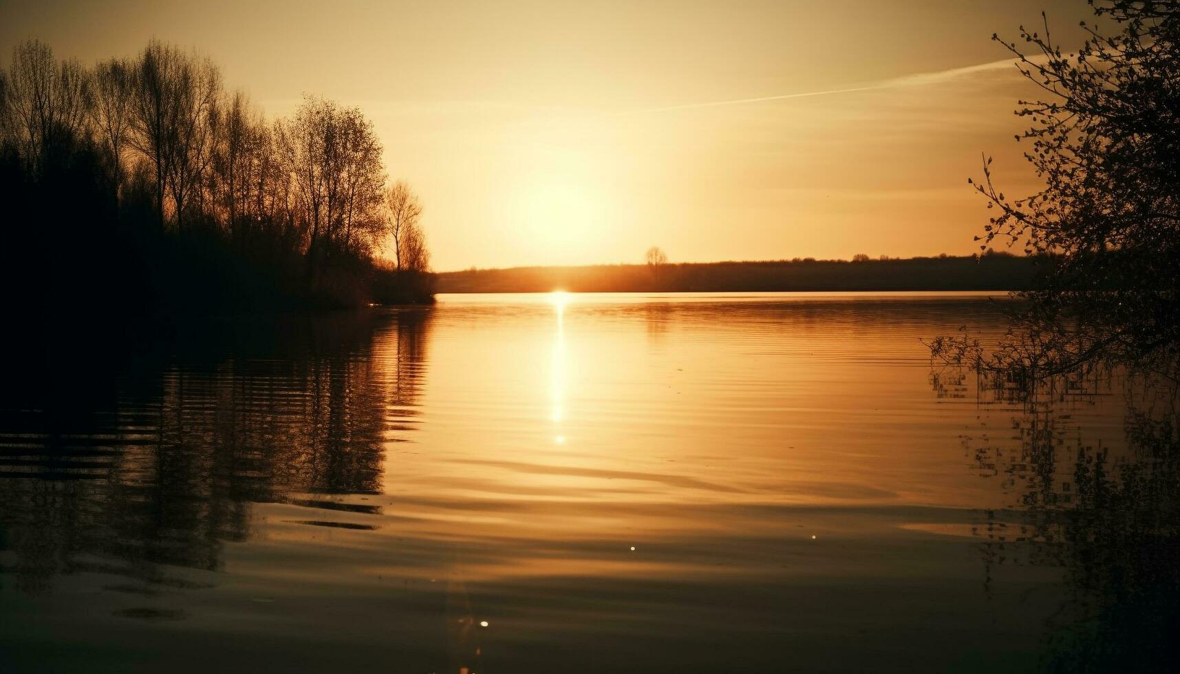 d'or horizon reflète tranquille la nature beauté en plein air généré par ai photo