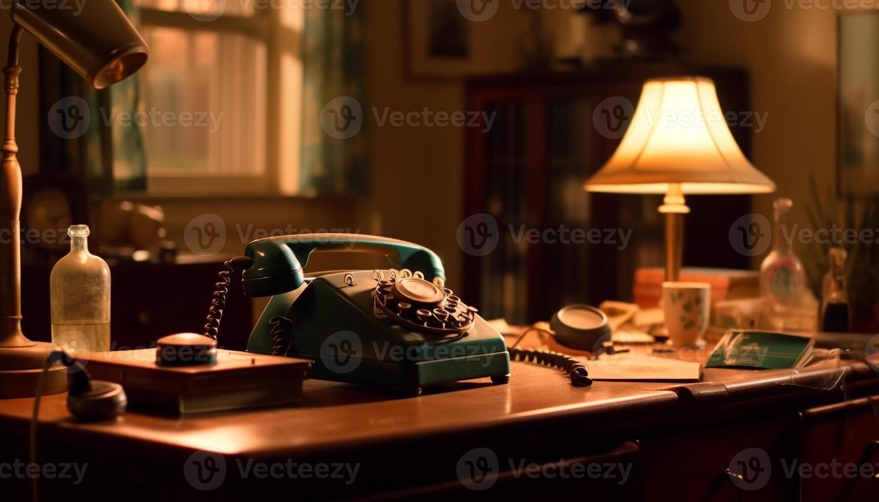 antique Bureau équipement encore la vie nostalgie luxe généré par ai photo