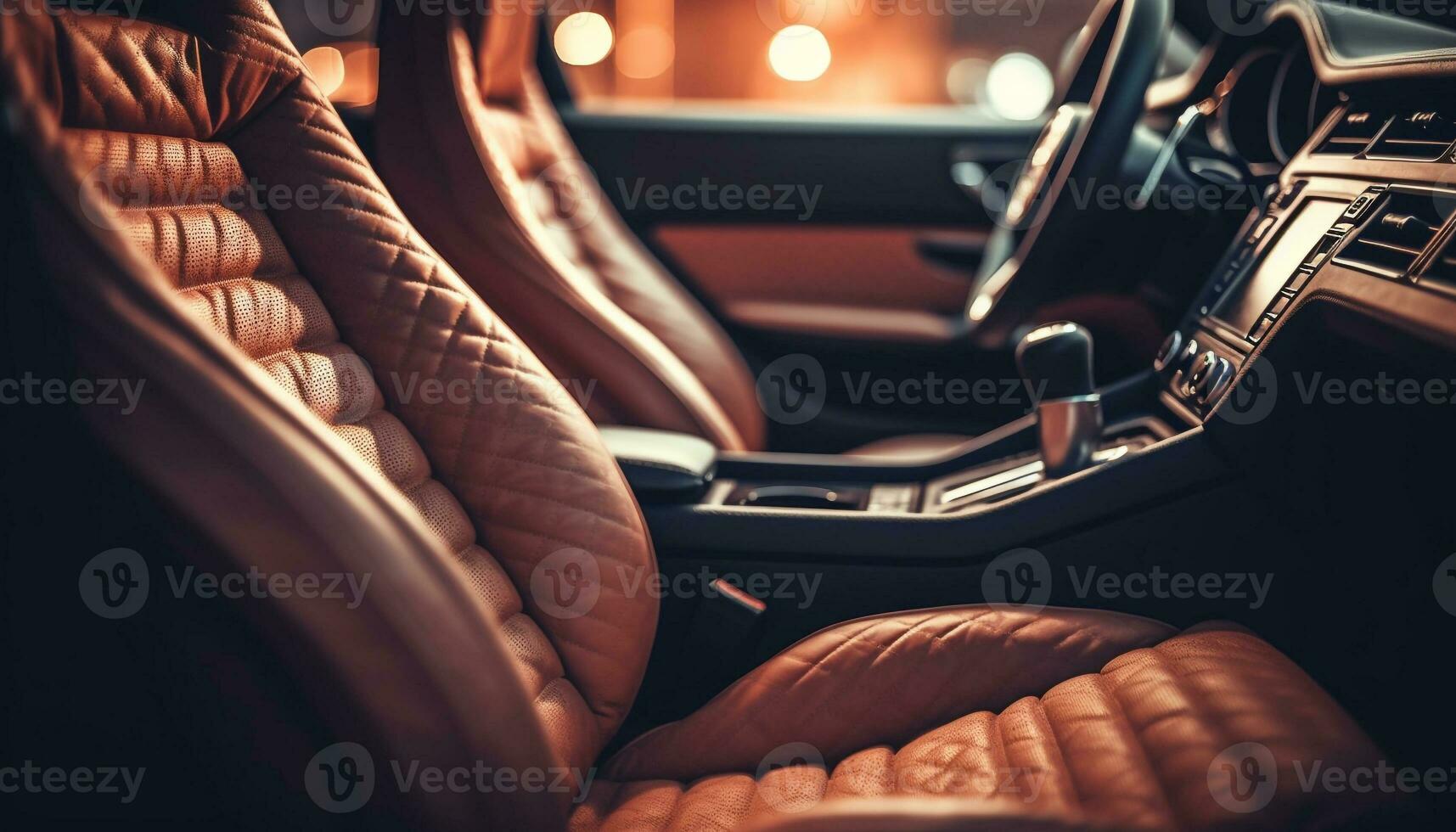 moderne luxe voiture intérieur conception avec confortable cuir des places  et chrome accents généré par ai 25495598 Photo de stock chez Vecteezy
