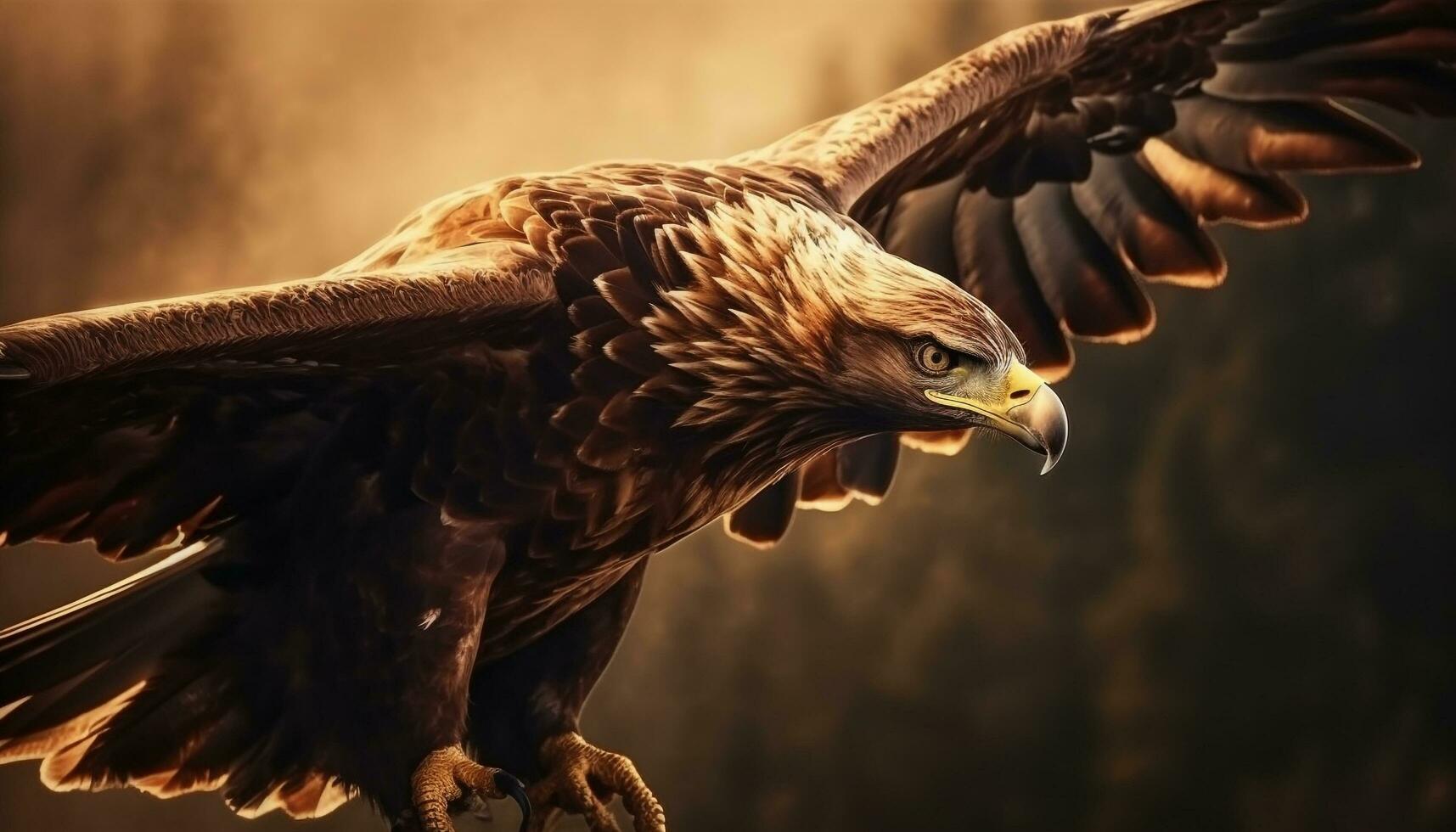 chauve Aigle se répand ailes, majestueusement planant milieu air généré par ai photo