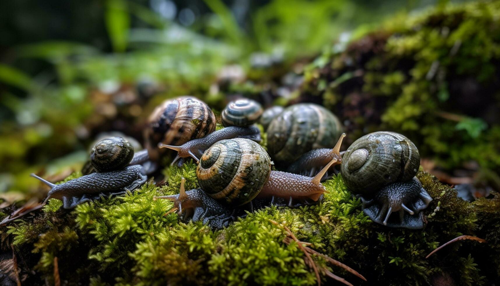 glissement lentement par humide vert herbe escargot généré par ai photo