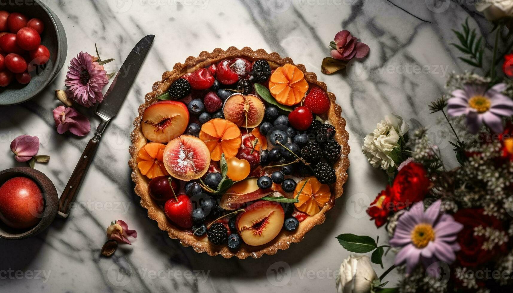 une gourmet baie dessert sur une en bois table généré par ai photo