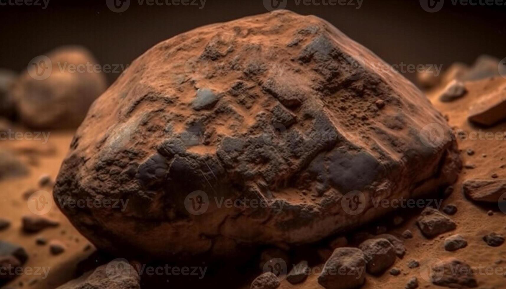 sucré Chocolat sculpture, ancien fossile Galet empiler généré par ai photo