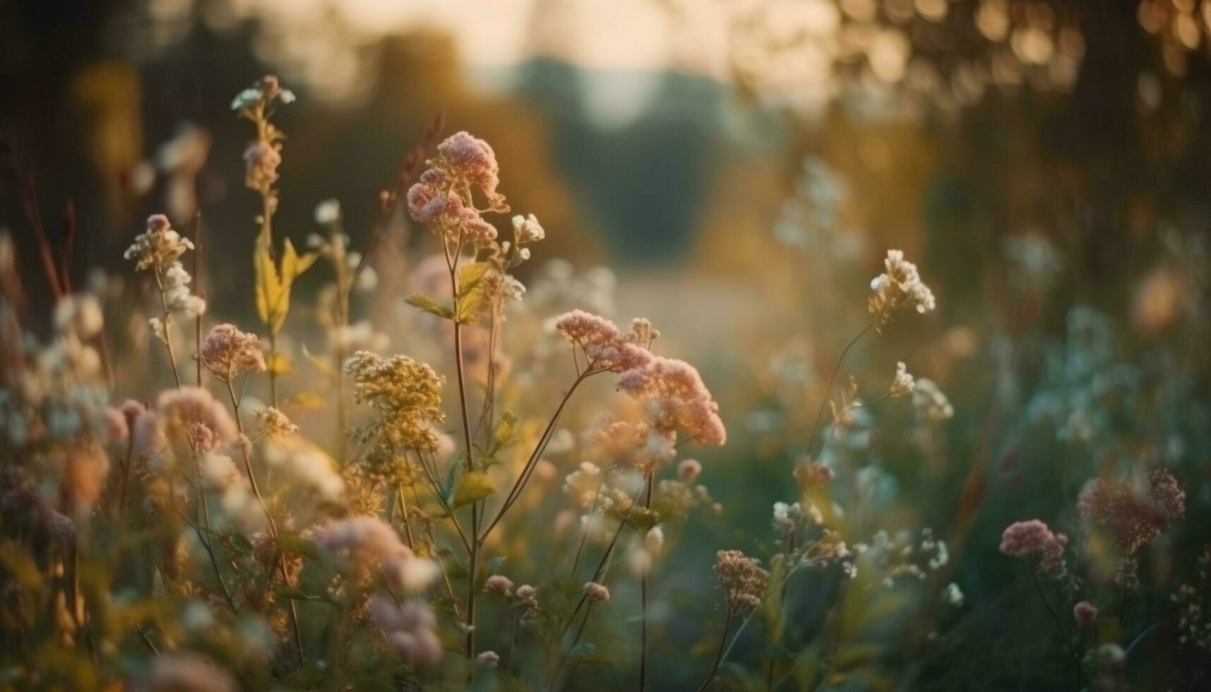 vibrant fleurs sauvages Floraison dans paisible Prairie paysage généré par ai photo