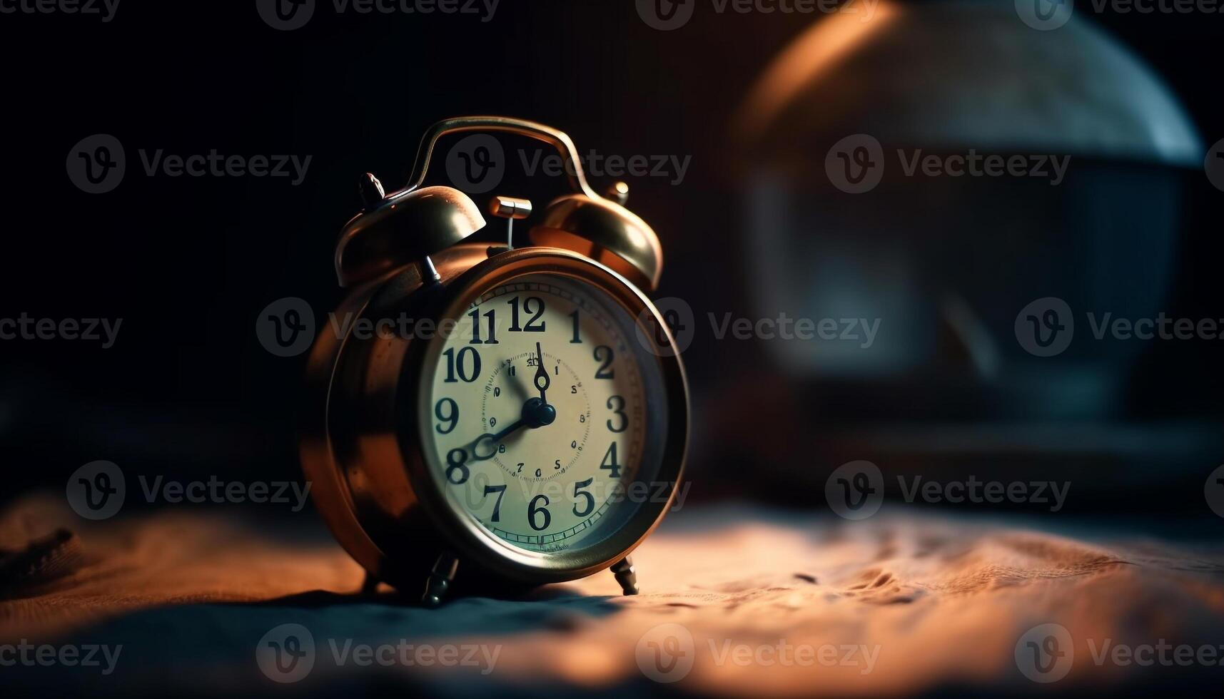 antique l'horloge sur nuit table se réveille moi en haut généré par ai photo