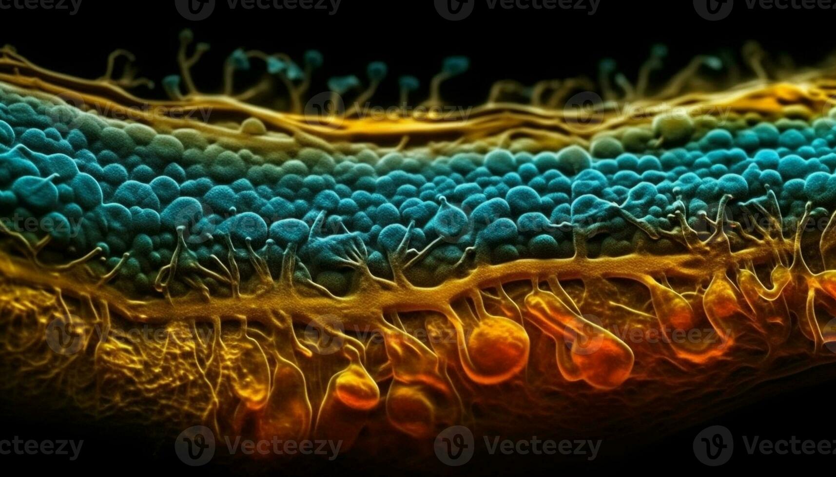 abstrait formes de cellulaire organismes dans l'eau généré par ai photo
