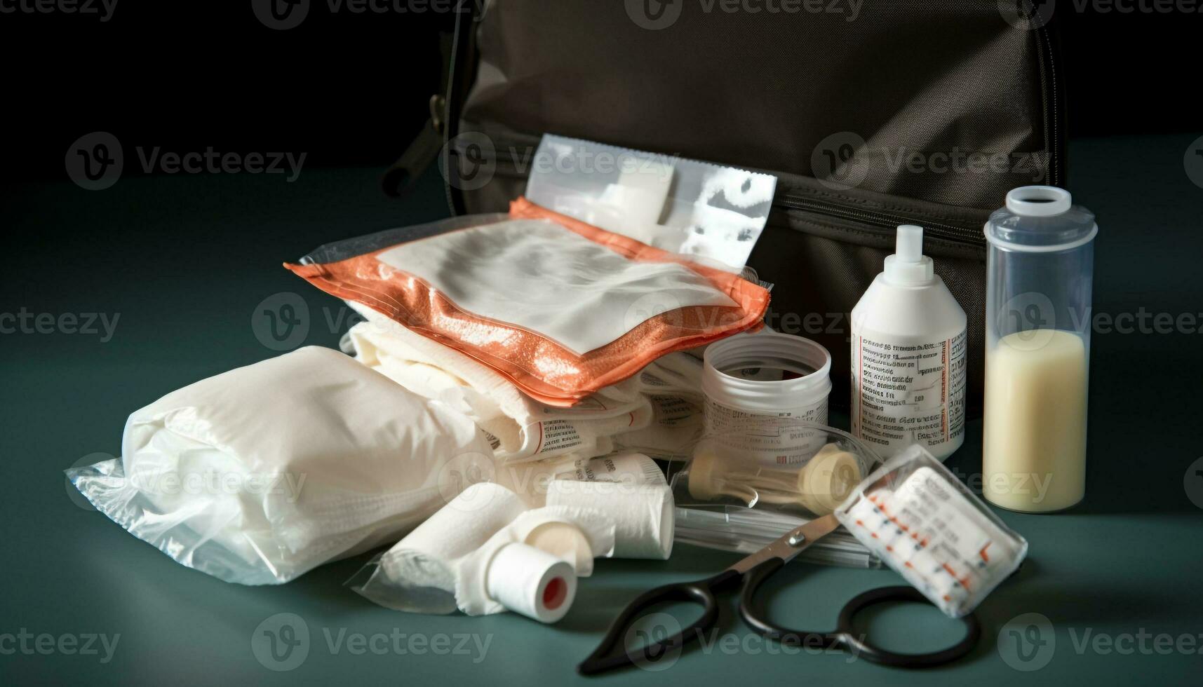 Plastique récipient en portant liquide médicament dans emballage généré par ai photo
