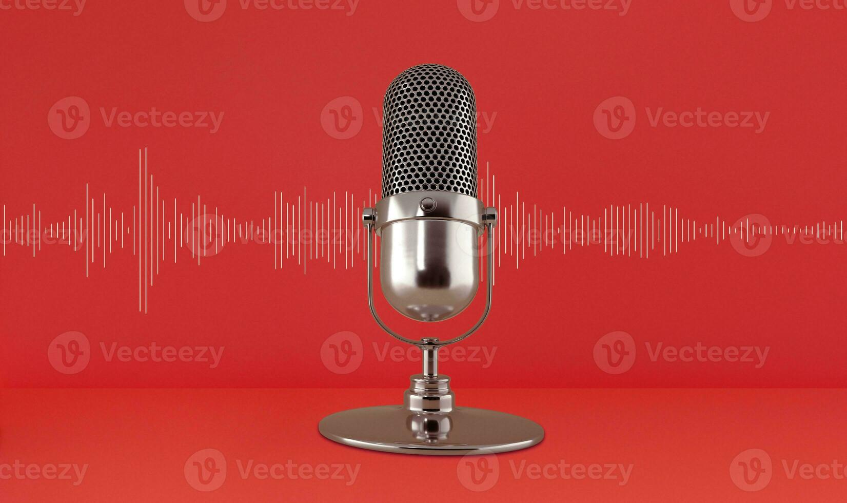 microphone et du son vague sur une magenta studio Contexte. podcast, en direct, streaming, créateur contenu. photo