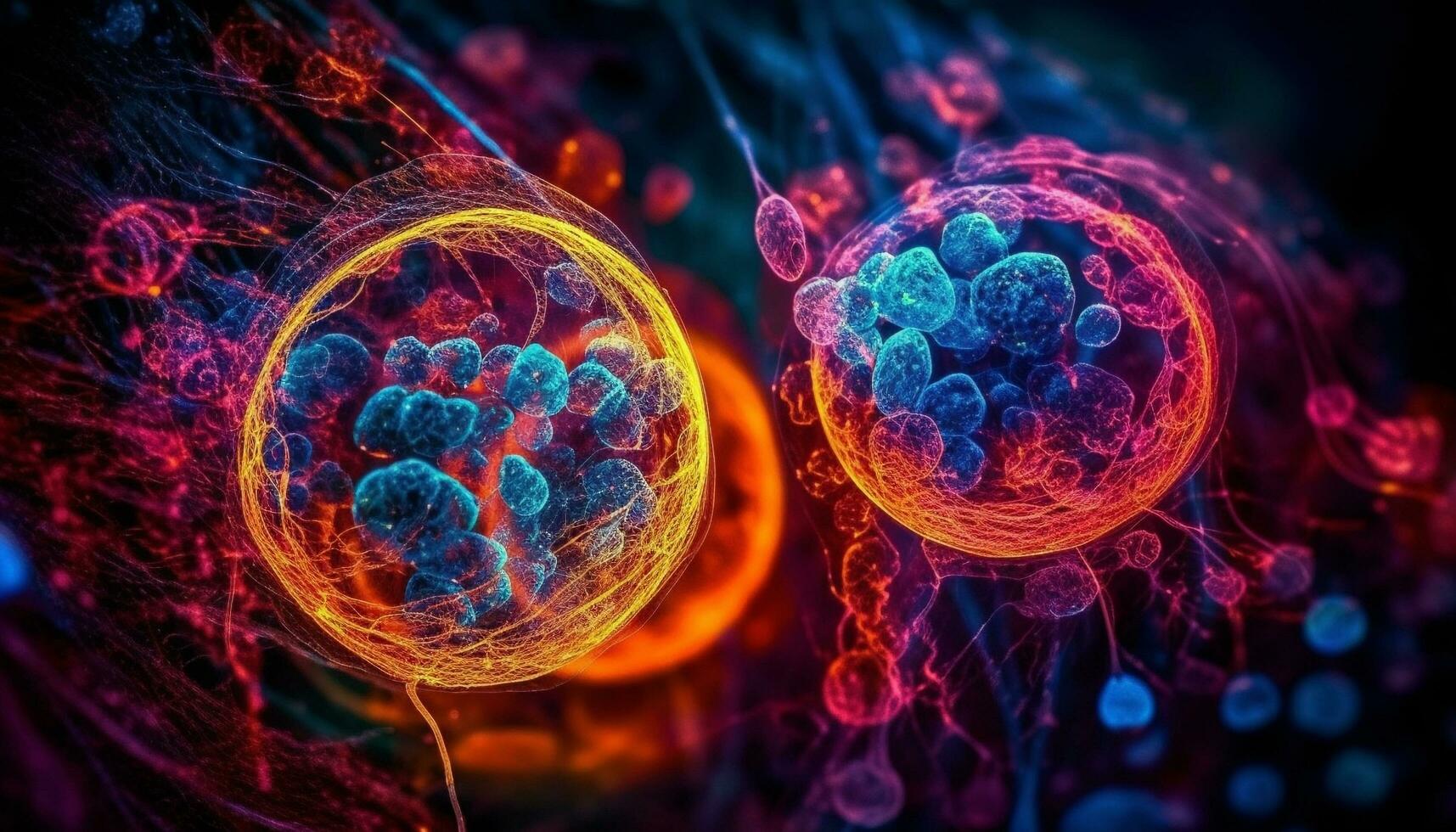 moléculaire les structures magnifié, révélateur maladies les bactéries forme généré par ai photo