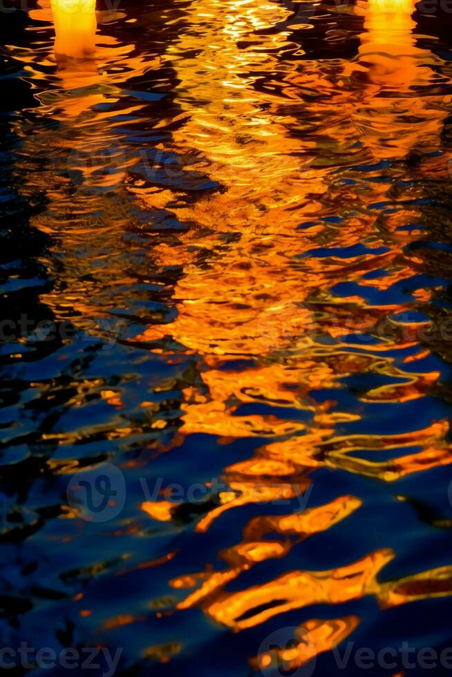 l'eau ondulations réfléchi dans le l'eau à nuit. ai génératif photo