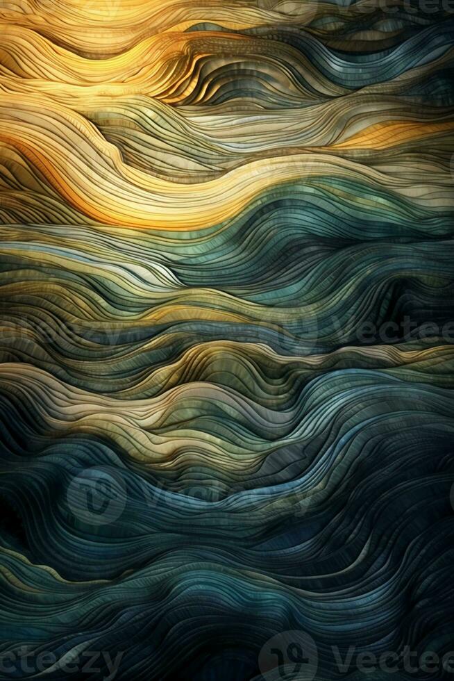 le vent dans le saules, abstrait impressionnisme, lisse ondulé segments fabriqué de tulle soie. ai génératif photo
