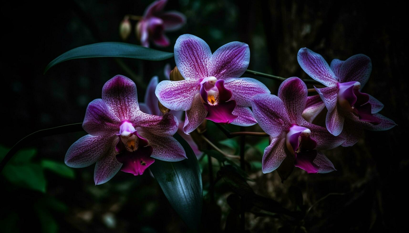 biologique lilas orchidée fleurit dans tropical climat généré par ai photo