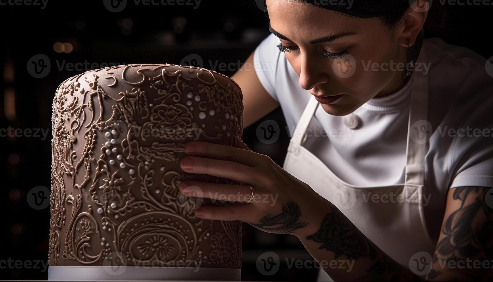 artisan fabrication poterie, en portant faïence avec concentration généré par ai photo