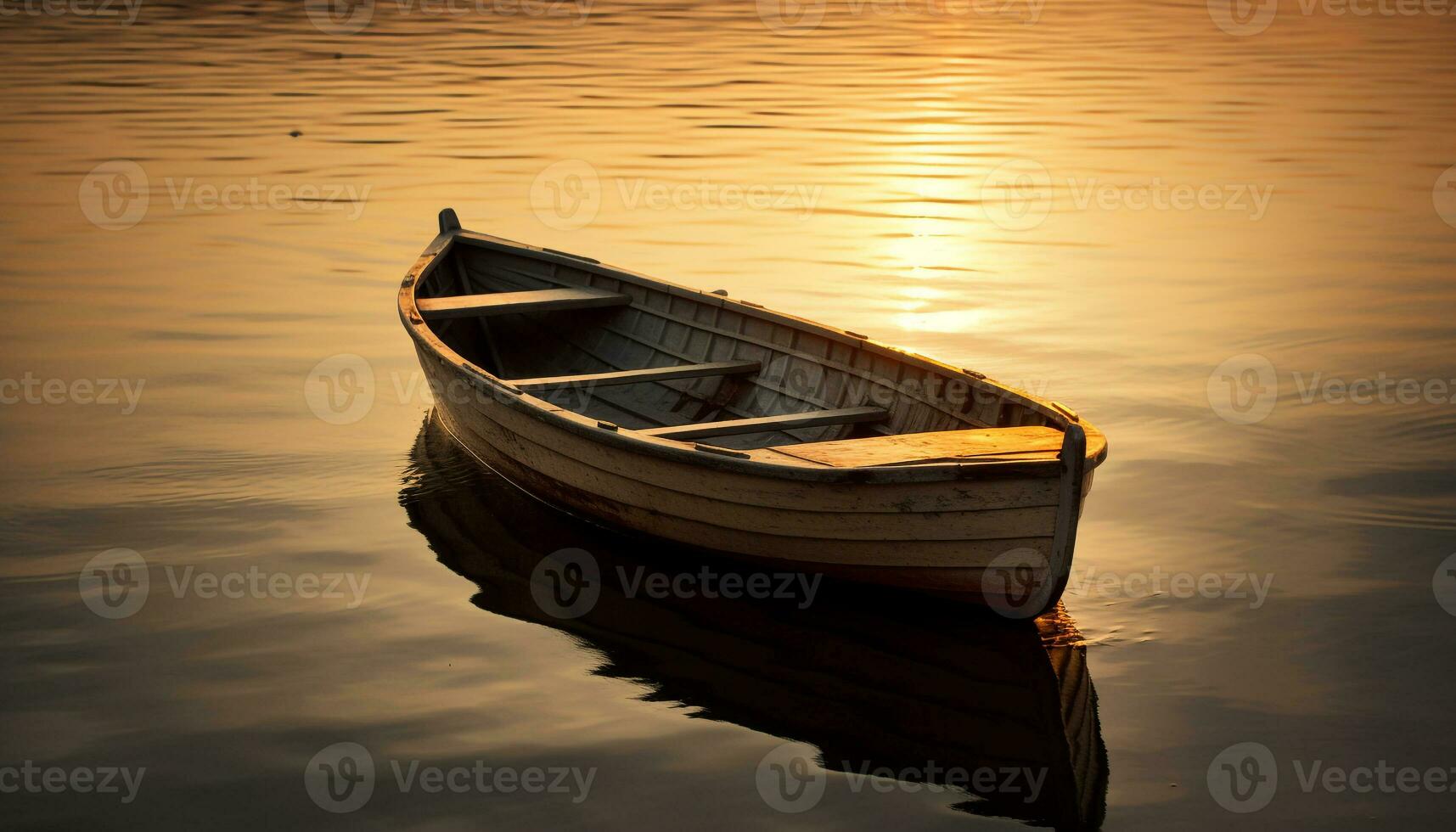 canot à rames glisse sur tranquille l'eau à crépuscule généré par ai photo