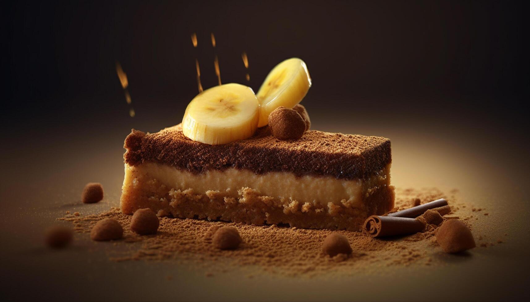 une Frais tranche de fait maison foncé Chocolat gâteau généré par ai photo