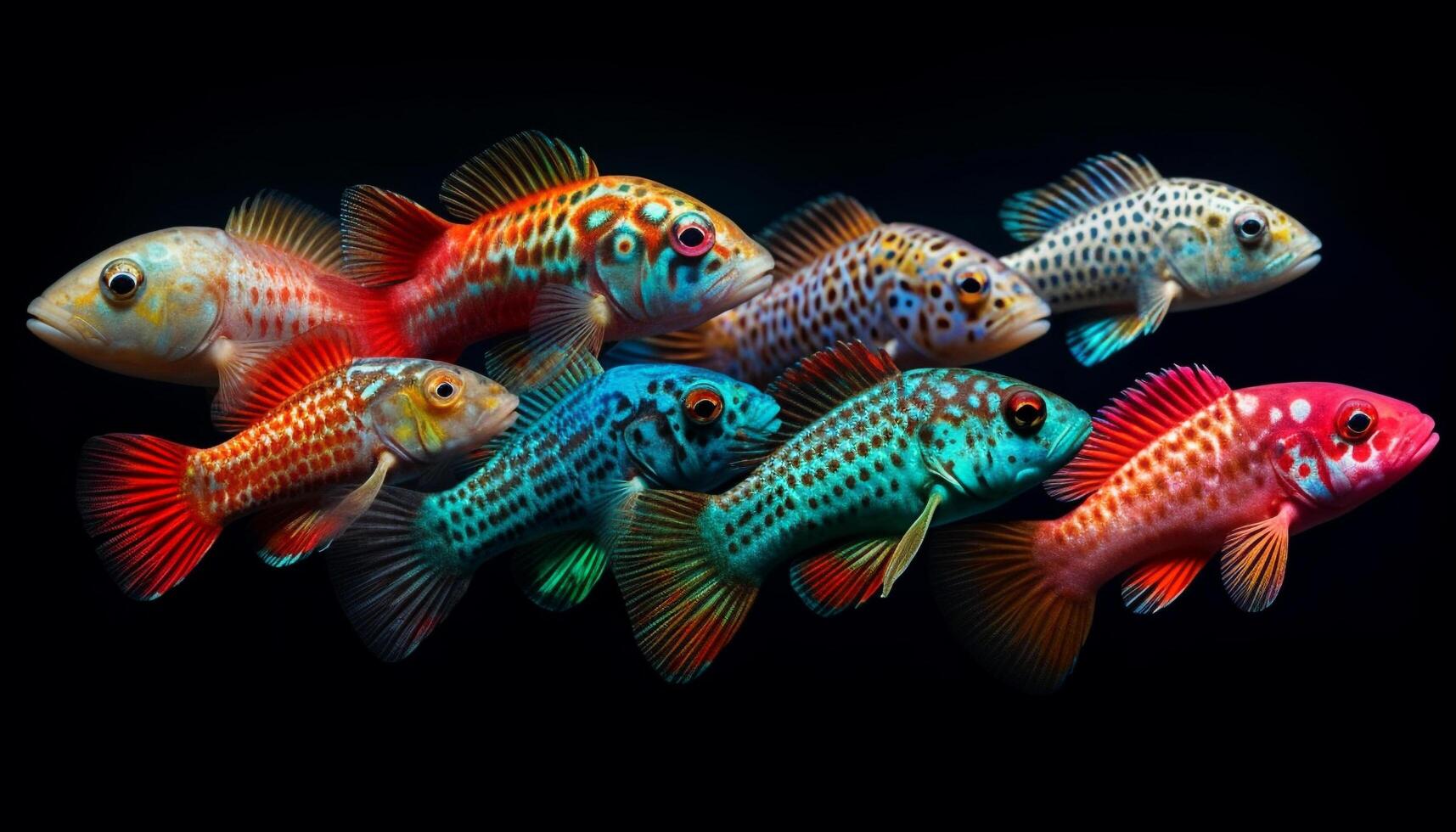 une école de fleuri poisson nager gracieusement généré par ai photo