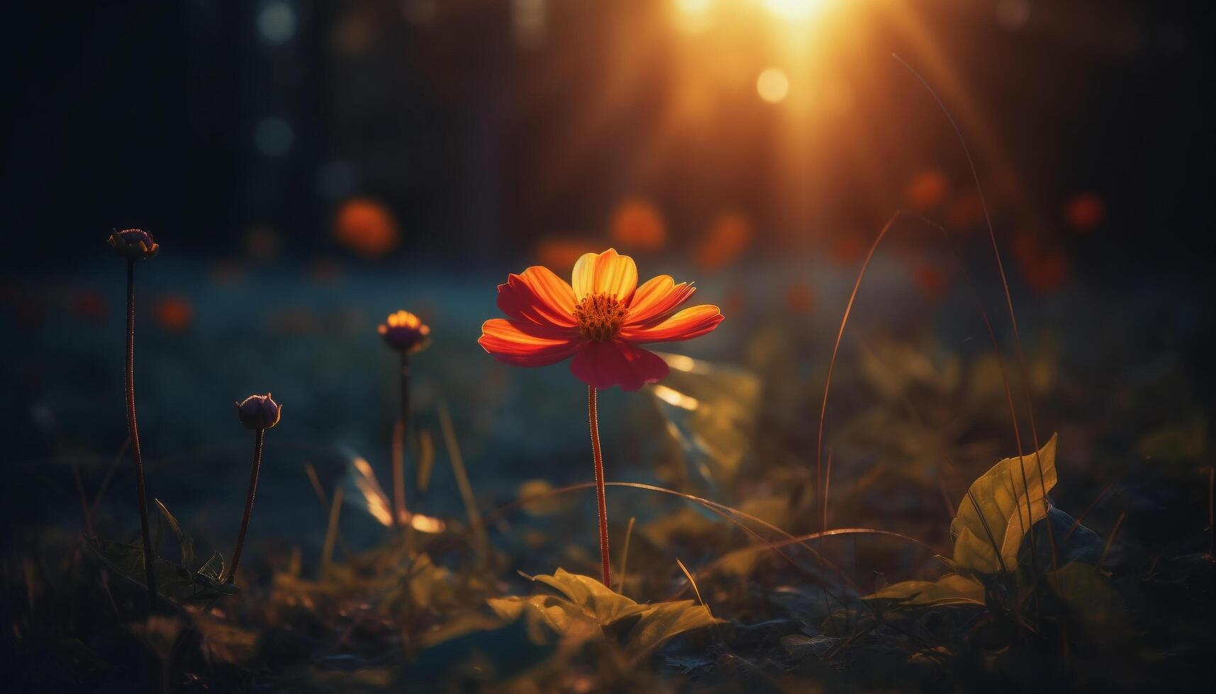 vibrant fleurs sauvages Prairie dans non Urbain paysage à Aube généré par ai photo