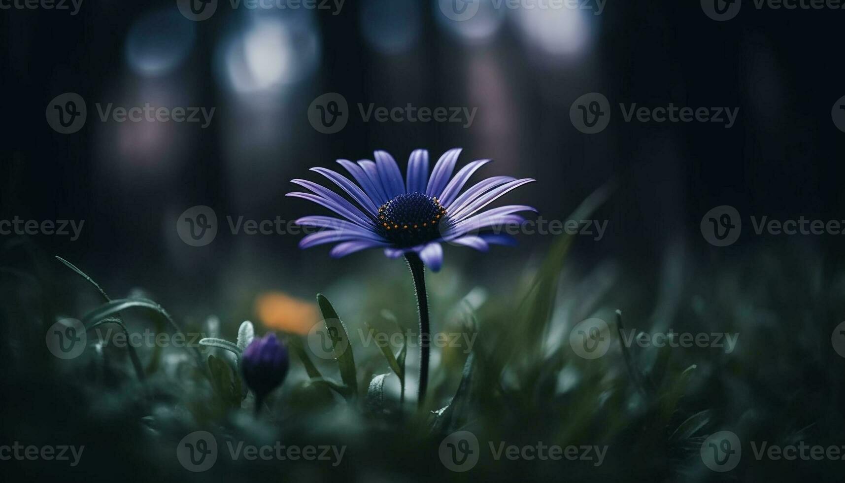 vibrant camomille fleur dans inculte prairie, entouré par Naturel beauté généré par ai photo