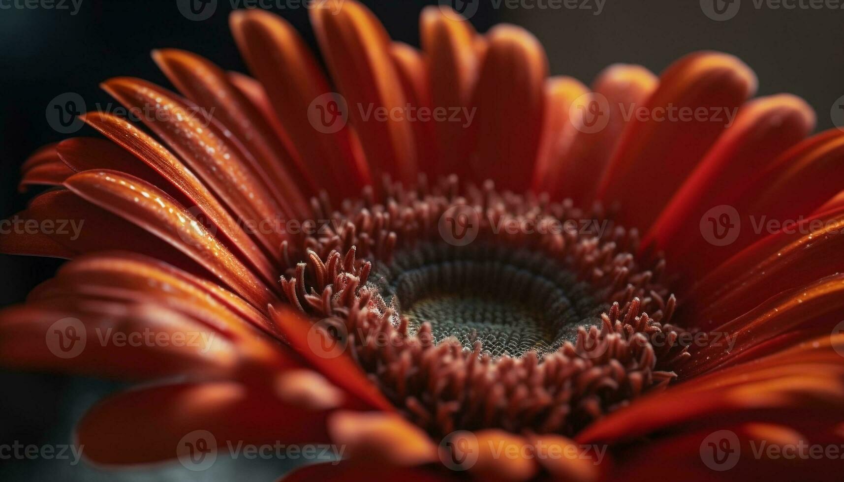 vibrant gerbera Marguerite pétale, couvert de rosée et frais, dans extrême proche en haut généré par ai photo